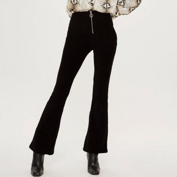 Dolls Kill Pants - O Ring Zipper High Rise Kick Flare Pant